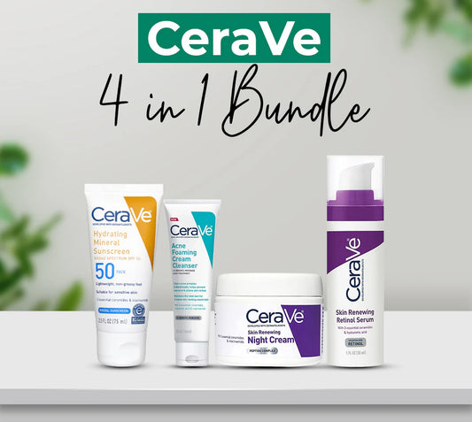 CeraVe 4-in-1 Skincare Kit | Cleanser, Serum, Night Cream & Sunblock