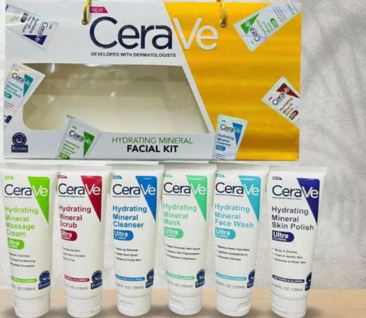 CeraVe 6-in-1 Hydrating Facial Kit – Deep Clean & Glow