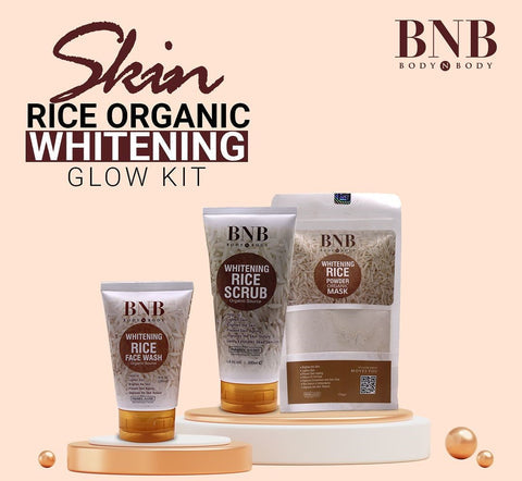 BNB Rice Brightening Glow Kit 3-in-1 | Face Wash, Scrub & Mask for Radiant Skin