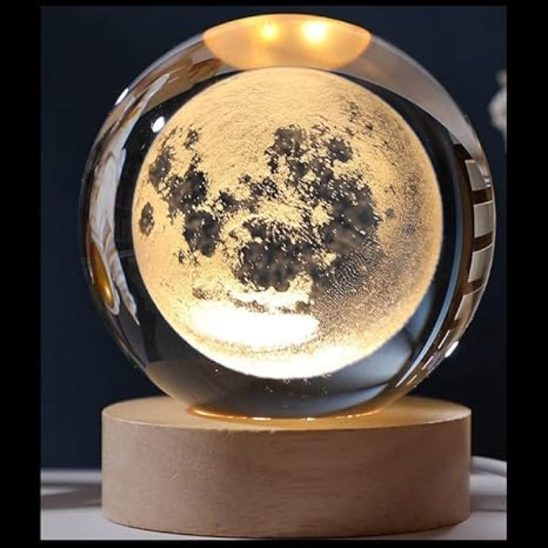 USB LED Galaxy Crystal Ball Lamp | 3D Moon Night Light | Bedroom & Home Decor