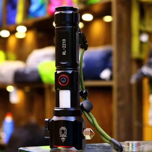 Rl-2210 Multifunctional Rechargeable LED Emergency Flashlight with Side Work Light & USB Charging