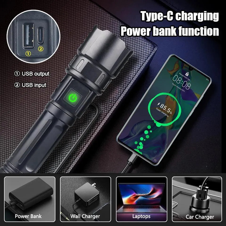 Rl-2210 Multifunctional Rechargeable LED Emergency Flashlight with Side Work Light & USB Charging