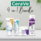 CeraVe 4-in-1 Skincare Kit | Cleanser, Serum, Night Cream & Sunblock