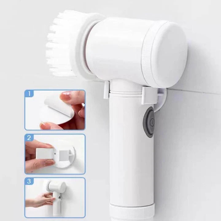 5 in 1 Rechargeable Electric Cleaning Brush | Handheld Spin Scrubber with Multiple Brush Heads | Cordless Power Scrubber for Bathroom, Kitchen, Tiles, Sink, Toilet & Car Cleaning