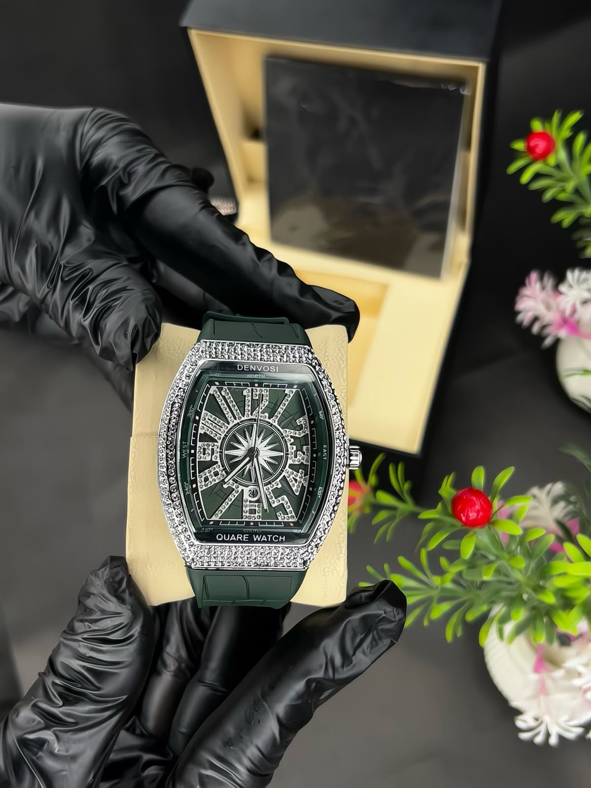 Denvosi Luxury Men's Watch | Diamond Studded Quartz Analog Wrist Watch