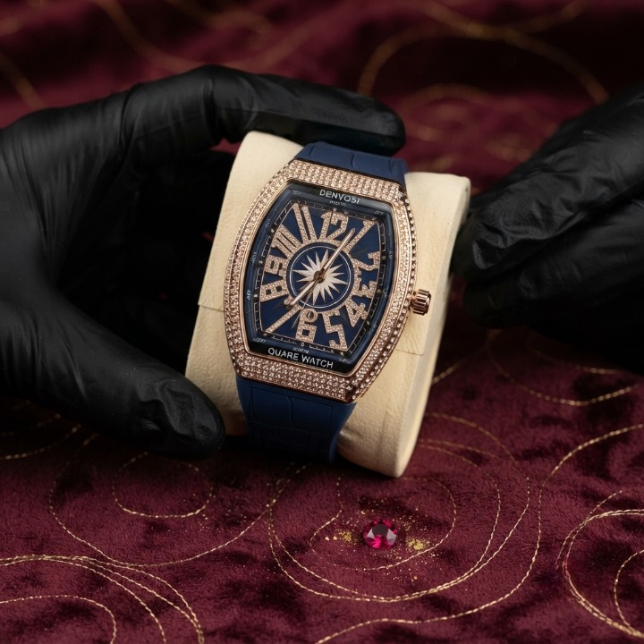 Denvosi Luxury Men's Watch | Diamond Studded Quartz Analog Wrist Watch