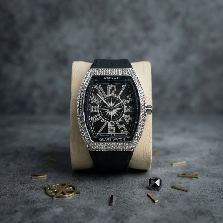 Denvosi Luxury Men's Watch | Diamond Studded Quartz Analog Wrist Watch
