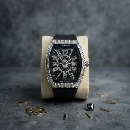 Denvosi Luxury Men's Watch | Diamond Studded Quartz Analog Wrist Watch