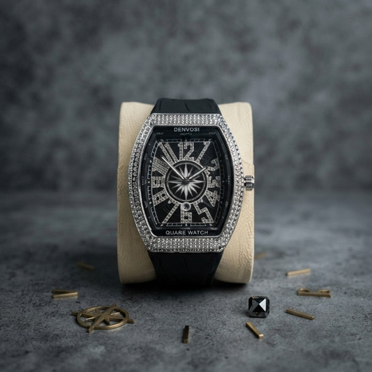 Denvosi Luxury Men's Watch | Diamond Studded Quartz Analog Wrist Watch
