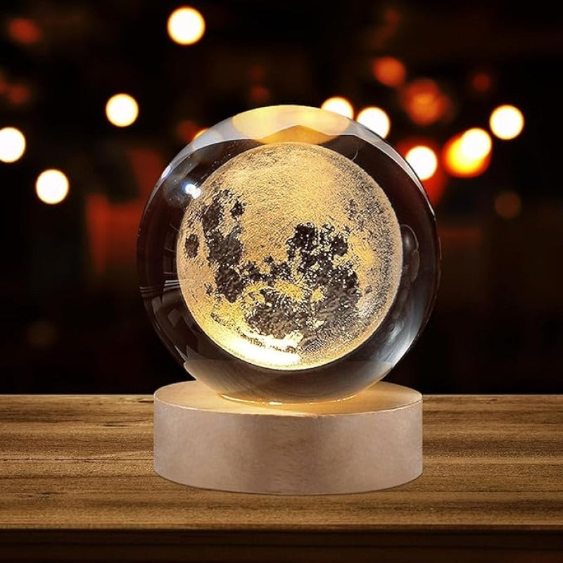 USB LED Galaxy Crystal Ball Lamp | 3D Moon Night Light | Bedroom & Home Decor