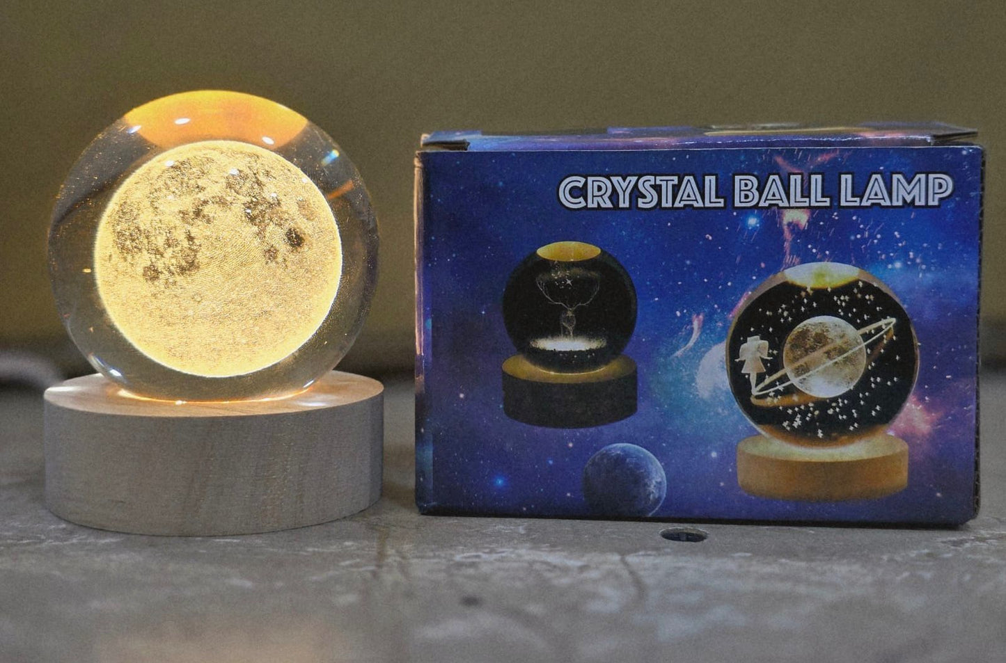 USB LED Galaxy Crystal Ball Lamp | 3D Moon Night Light | Bedroom & Home Decor