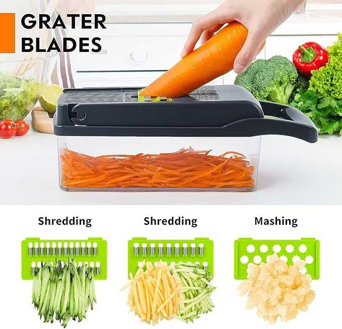 16-in-1 Multifunctional Vegetable Chopper & Mandoline Slicer with Container | Manual Food Cutter, Dicer & Grater