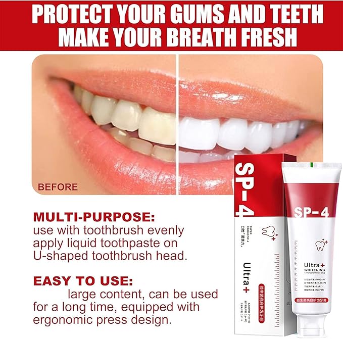 Yayashi SP-4 Probiotic Whitening Toothpaste 120g | Whitening Toothpaste for Coffee, Tea & Smoking Stains | Fresh Breath & Daily Oral Care Toothpaste