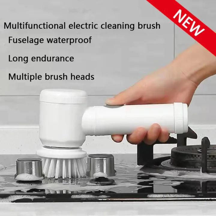 5 in 1 Rechargeable Electric Cleaning Brush | Handheld Spin Scrubber with Multiple Brush Heads | Cordless Power Scrubber for Bathroom, Kitchen, Tiles, Sink, Toilet & Car Cleaning