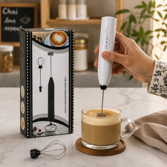2-in-1 Rechargeable Milk Frother & Egg Beater – USB Charging