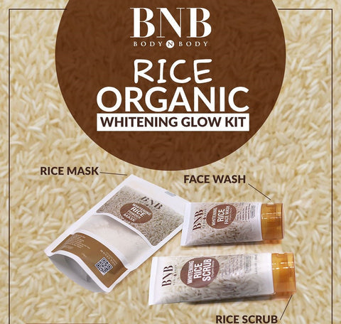 BNB Rice Brightening Glow Kit 3-in-1 | Face Wash, Scrub & Mask for Radiant Skin
